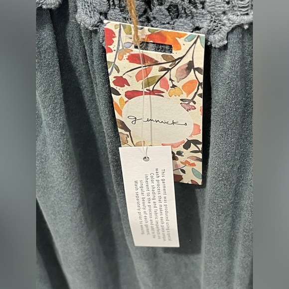 Gimmicks Blue Gray Crochet Boho Top Size Large Bohemian - Picture 7 of 8